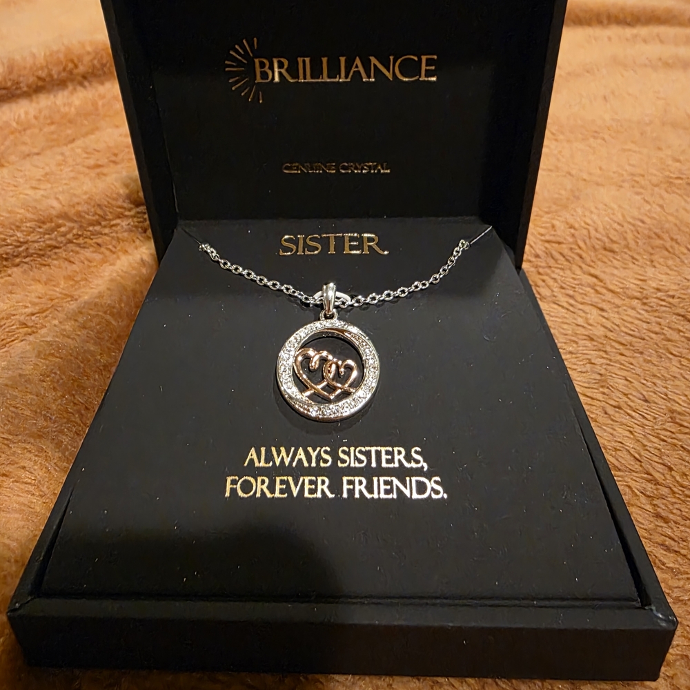 18 Inch Silver and Gold Sister Pendant Necklace